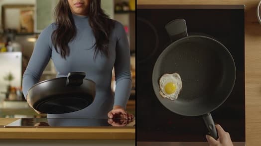 Ponev s premazom proti prijemanju s pokrovko, 24 cm, iCook video